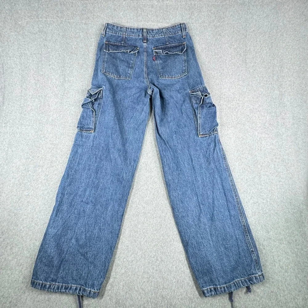 Levis 94 Baggy‎ Jeans Mens 32 Denim Cargo Carpenter Pockets Drawstring Pants